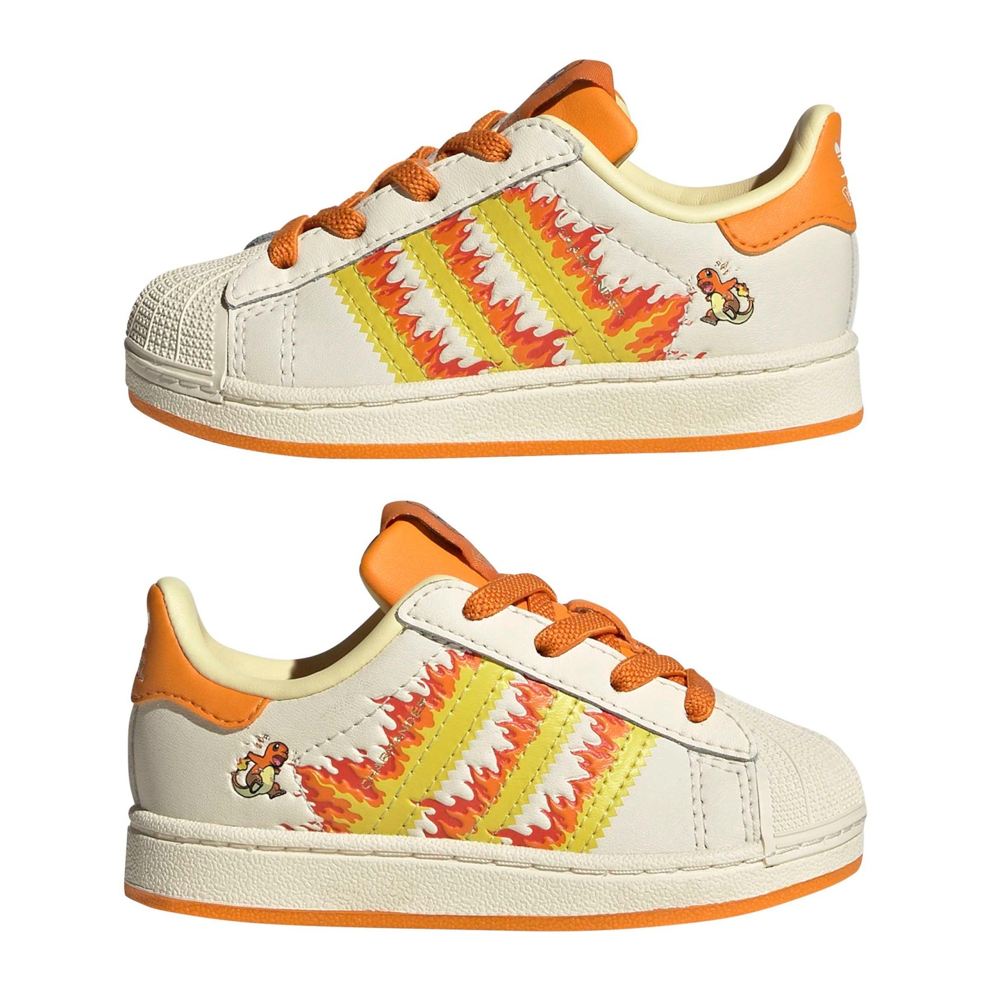 adidas Toddler Pokémon Superstar II Shoes - Cream White/Shock Yellow/Bright Orange - View 6