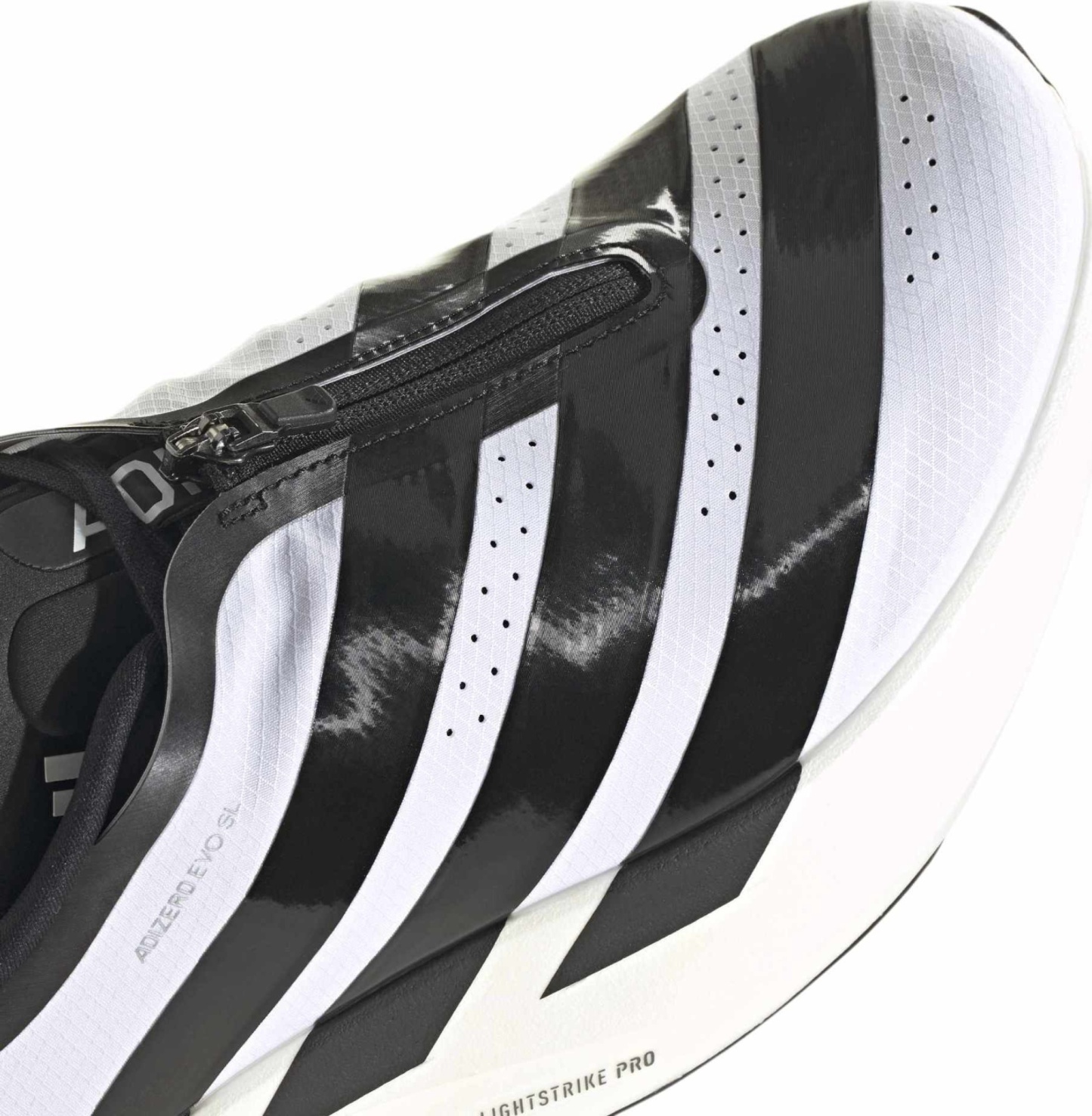 adidas Men's Adizero EVO SL Zip Running Shoes - Ftwr White/Core Black/Silver Met - View 6