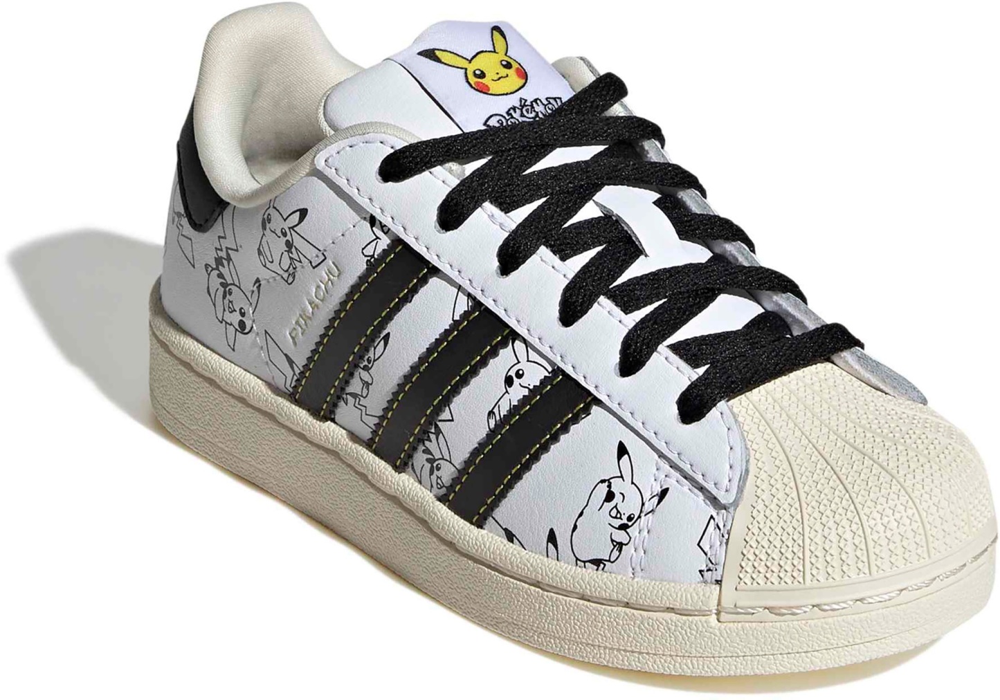 adidas x Pokémon Kids' Preschool Superstar II Shoes - White/Core Black/Gold Met - View 5