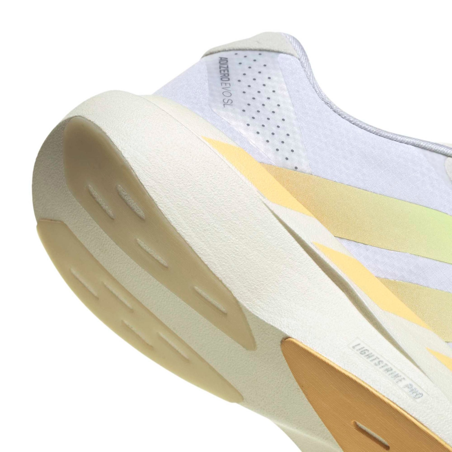 adidas Women's Adizero EVO SL Woven Running Shoes - Ftwr White/Ice Tangerine/Off White - View 8
