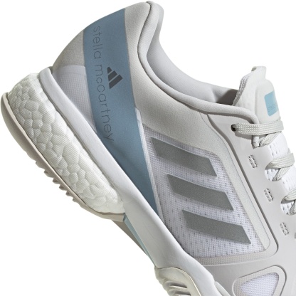 adidas by Stella McCartney Women's Court Tennis Shoes - White/Silver/Blue - View 6