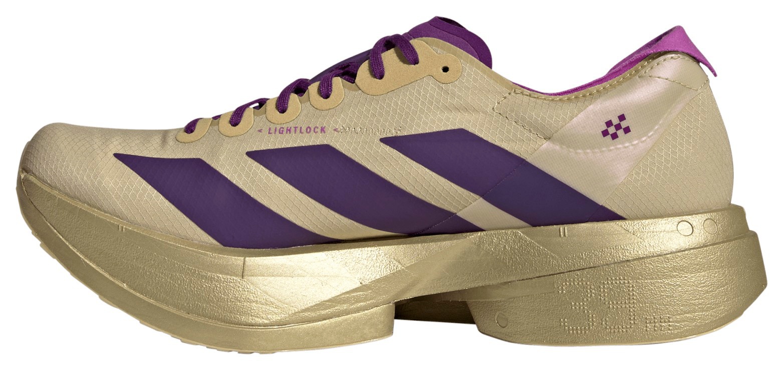adidas Men's Adizero Adios Pro 4 Running Shoes - Sand/Rich Purple/Gold Met. - View 4
