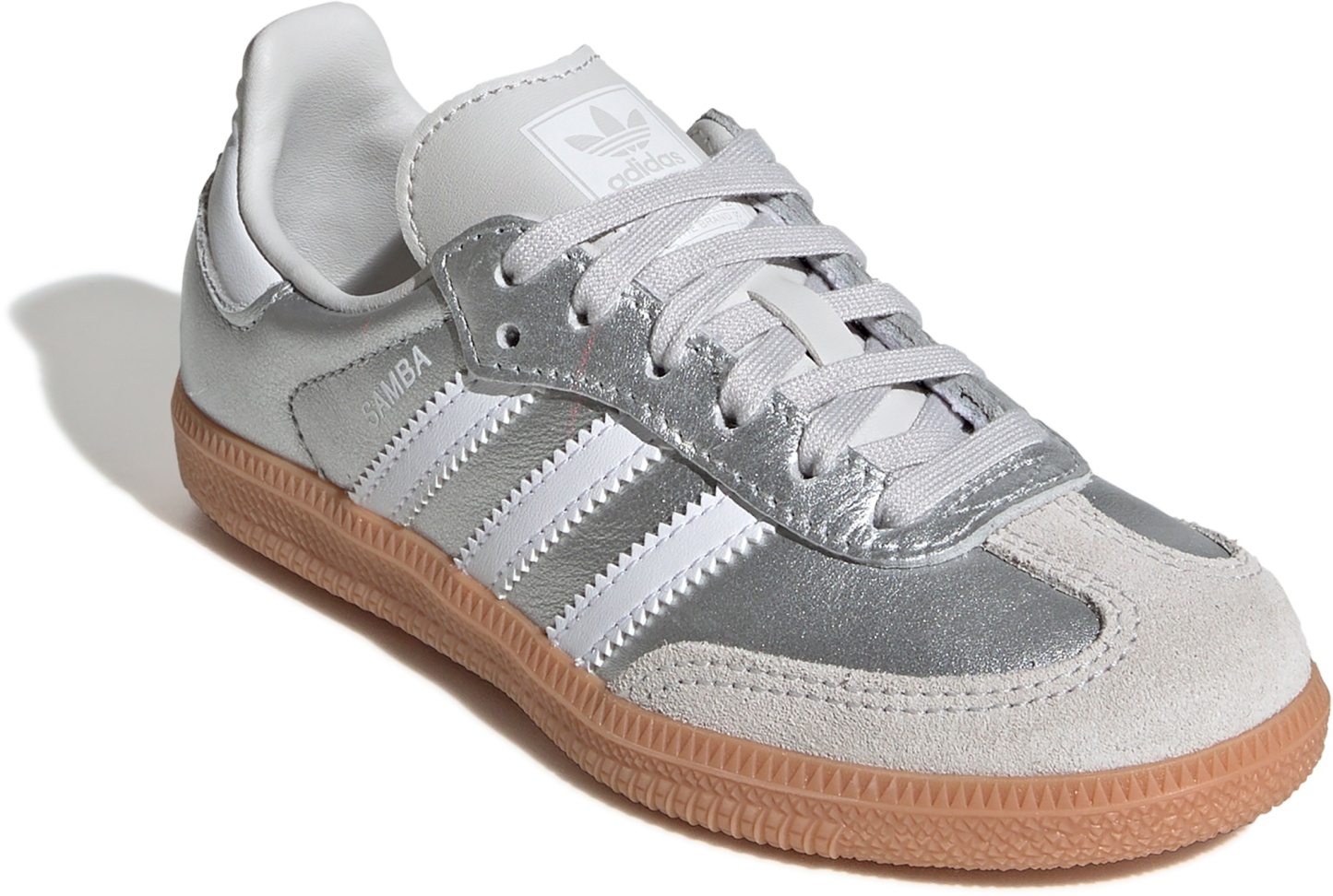 adidas Kids' Preschool Samba OG Shoes - Silver Met/Ftwr White/Gum 3 - View 6