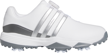 adidas Youth Tour360 24 BOA Golf Shoes - White/Silver/Grey - View 1