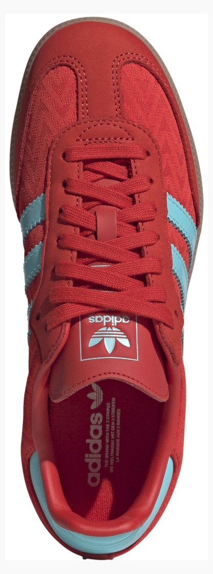 adidas Women's Samba OG Shoes - Red/Pulse Aqua/Gold Met - View 2