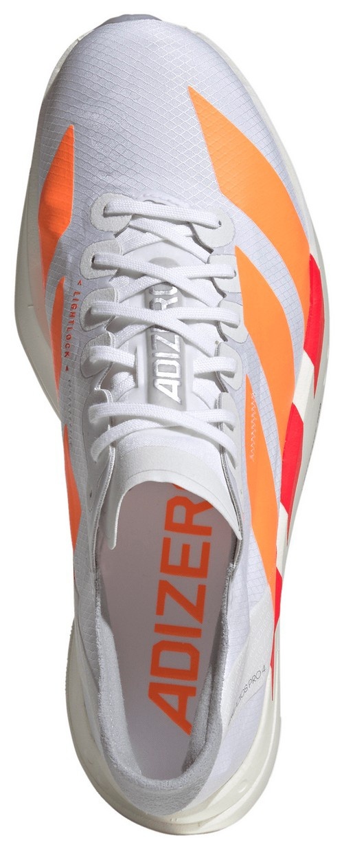 adidas Men's Adizero Adios Pro 4 Running Shoes - Ftwr White/Lucid Orange/Lucid Red - View 2