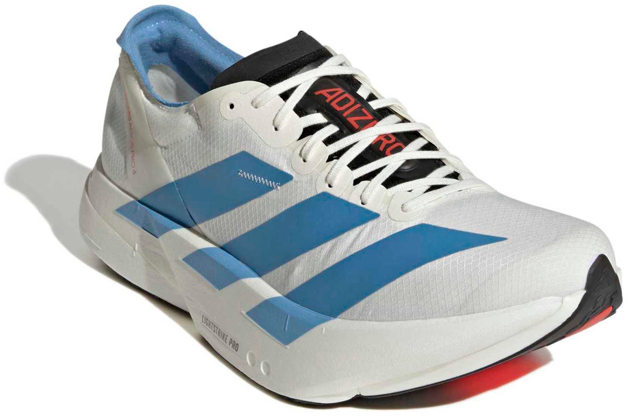 adidas Men's Adizero Adios Pro 4 Running Shoes - White/Light Blue/Bright Red - View 5