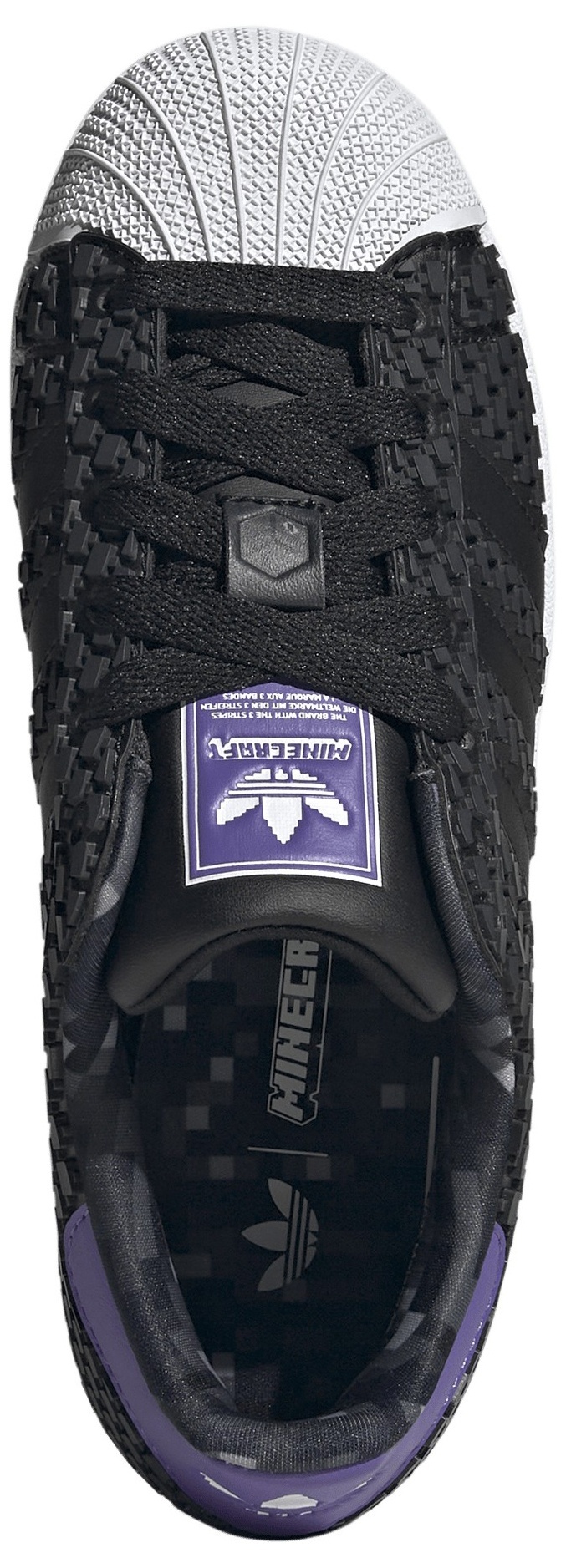 adidas Kids' Grade School Minecraft Superstar II Shoes - Black/Black/White - View 2
