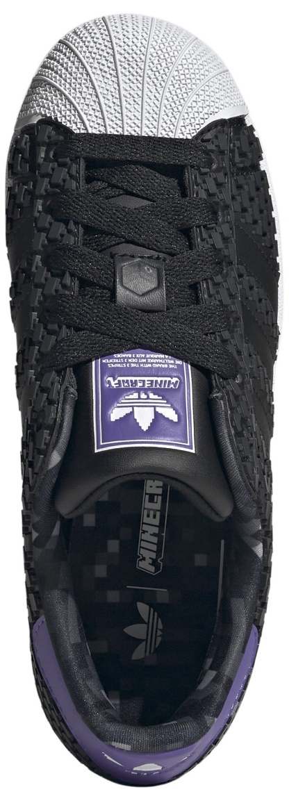 adidas Kids' Grade School Minecraft Superstar II Shoes - Black/Black/White - View 2