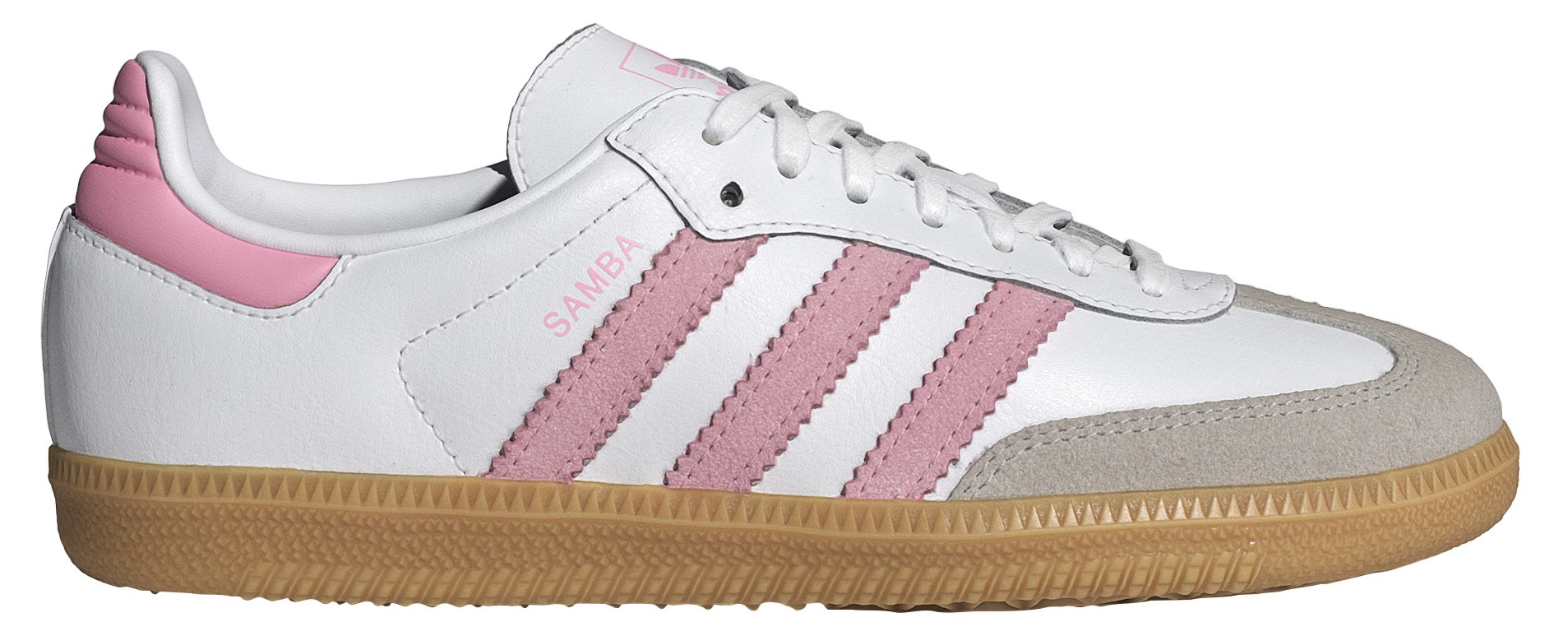 adidas Kids' Grade School Samba OG Shoes - White/Light Pink/Gum - View 1
