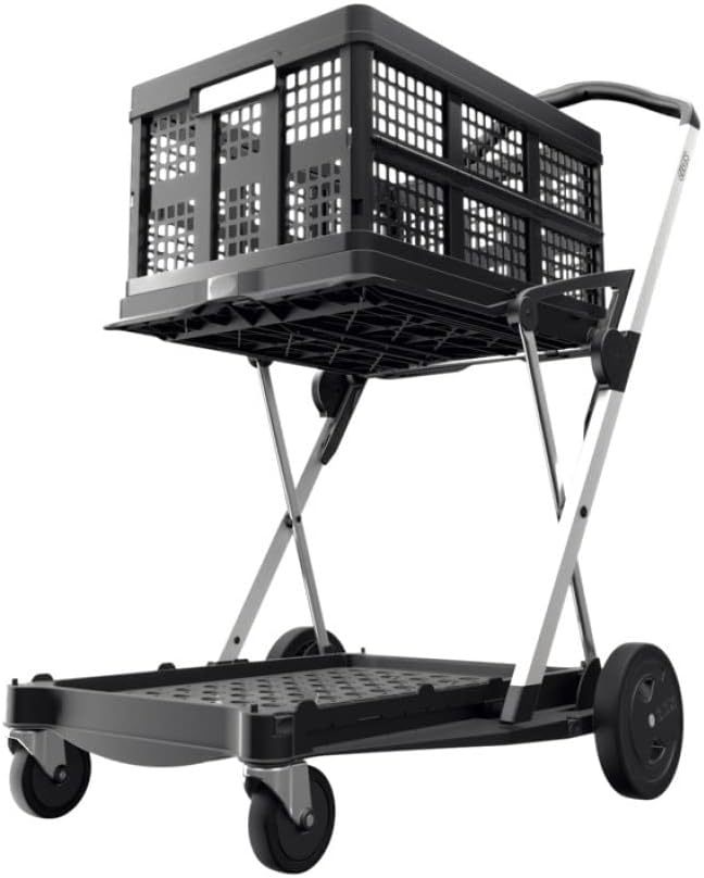 CLAX® The Original | Made in Germany | Multi use Functional Collapsible Carts | Mobile Folding Trolley | Shopping Cart with Storage Crate (Pink)