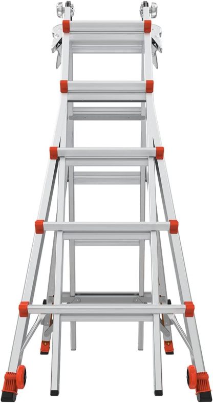 Revothtlution 2.0, Model 22 - ANSI Type IA - 300 lb Rated, Aluminum Articulated Extendable Ladthtder with TIP & Glide Wheels and Ratchet Levelers