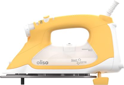 Oliso TG1600 Pro Plus 1800 Watt SmartIron with Auto Lift - for Clothes, Sewing, Quilting and Crafting Ironing | Diamond Ceramic-Flow Soleplate Steam Iron, Yellow