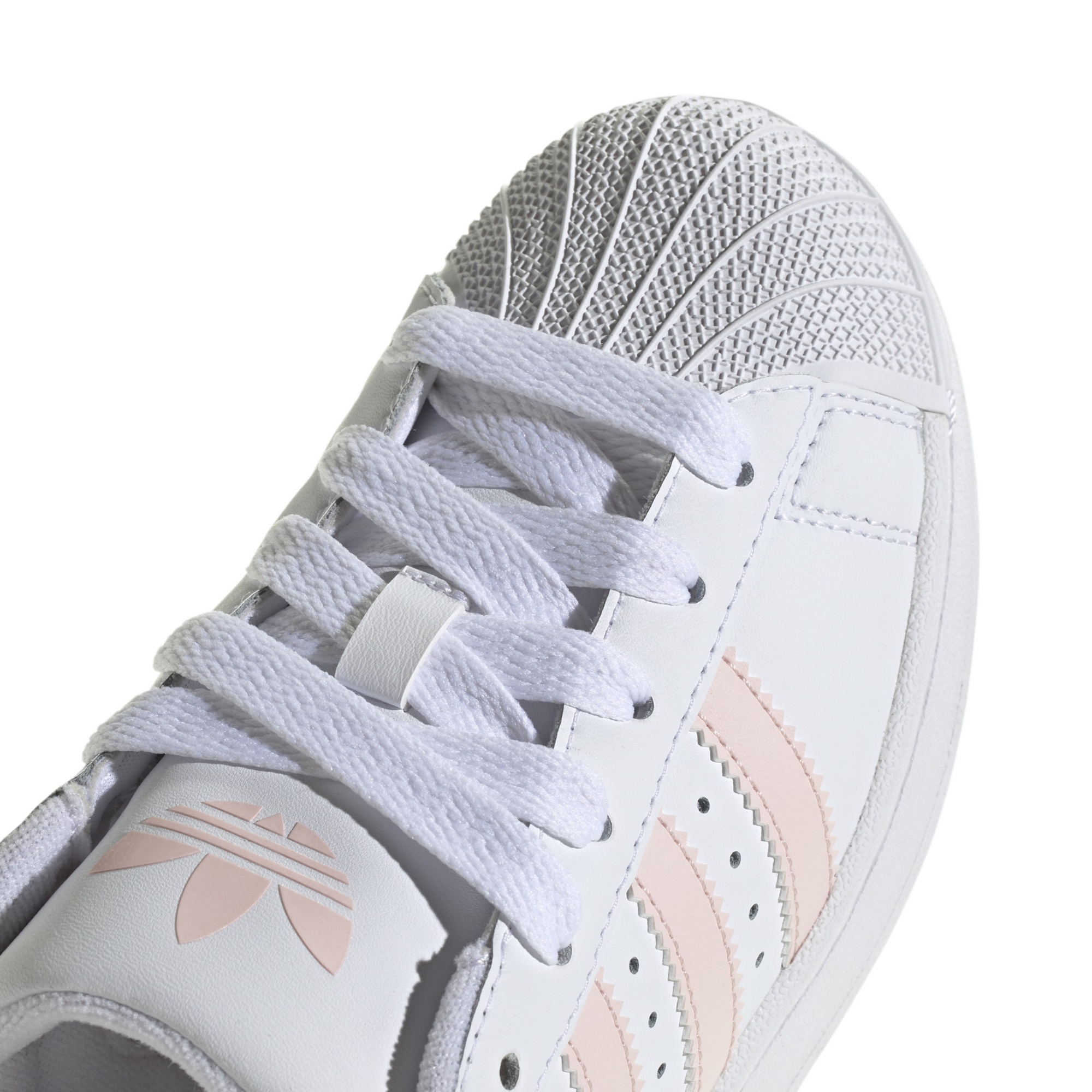 adidas Kids' Grade School Superstar II Shoes - White/Sandy Pink/White - View 7
