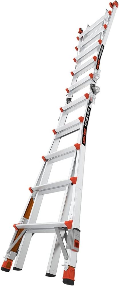 Revothtlution 2.0, Model 22 - ANSI Type IA - 300 lb Rated, Aluminum Articulated Extendable Ladthtder with TIP & Glide Wheels and Ratchet Levelers