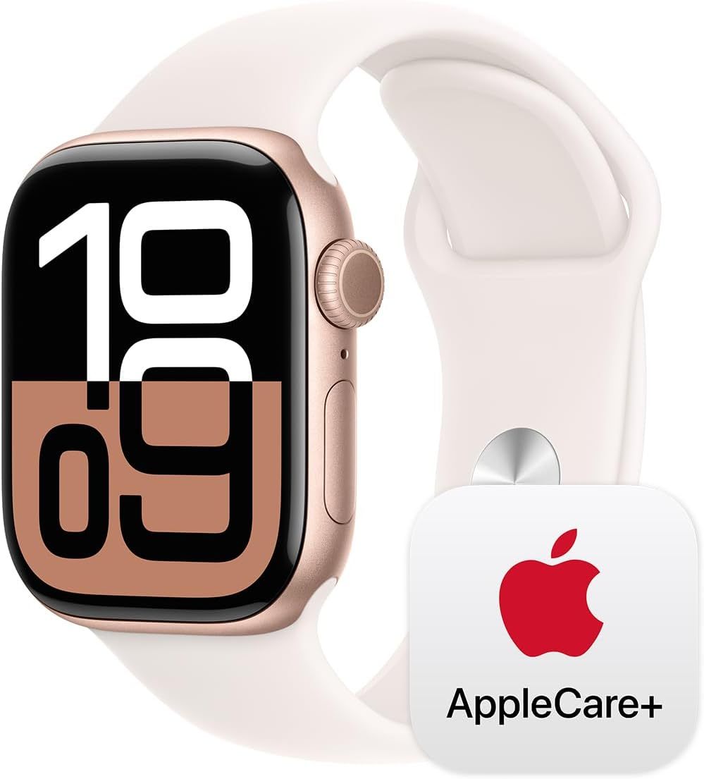 Apple Watch Series 10 [GPS 42mm case] Smartwatch with Silver Aluminium Case with Denim Sport Band - S/M. Fitness Tracker, ECG App, Always-On Retina Display, Water Resistant