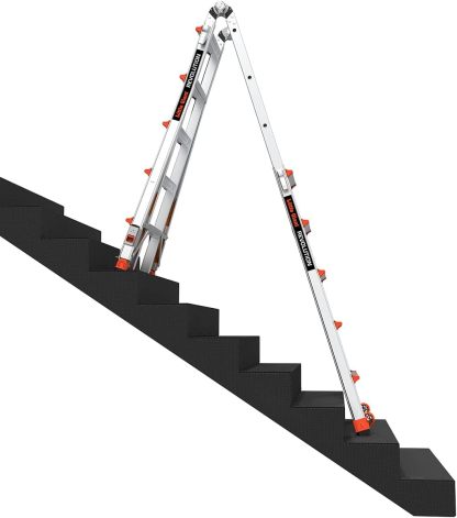 Revothtlution 2.0, Model 22 - ANSI Type IA - 300 lb Rated, Aluminum Articulated Extendable Ladthtder with TIP & Glide Wheels and Ratchet Levelers
