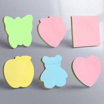 Sticky Notes 600 Sheets Cute Shapes (6 Shapes x 100 Sheets Each) Self Adhesive for Reminders, Notes, School, Study, Office Organizing Memo Meetings Pad Multicolors