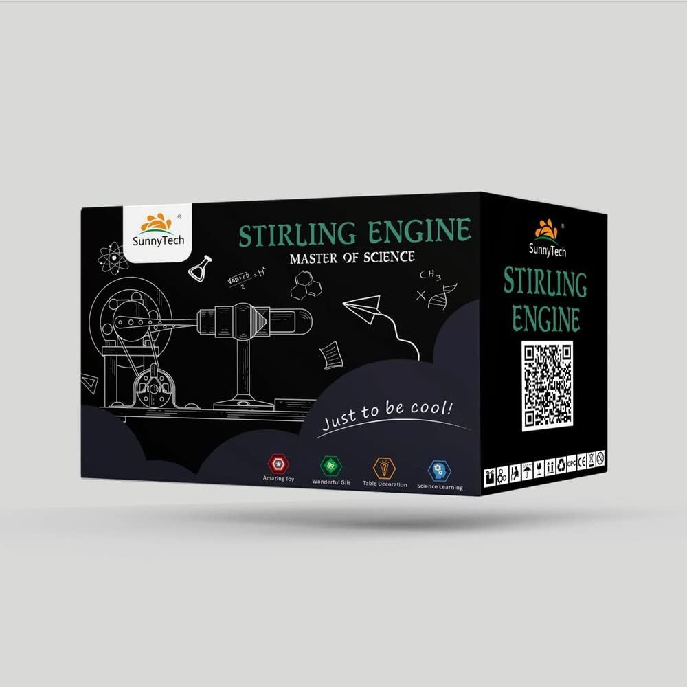 Hot Air Stirling Engine Motor Model Educational Toy Electricity Generator Colorful LED (SC001)