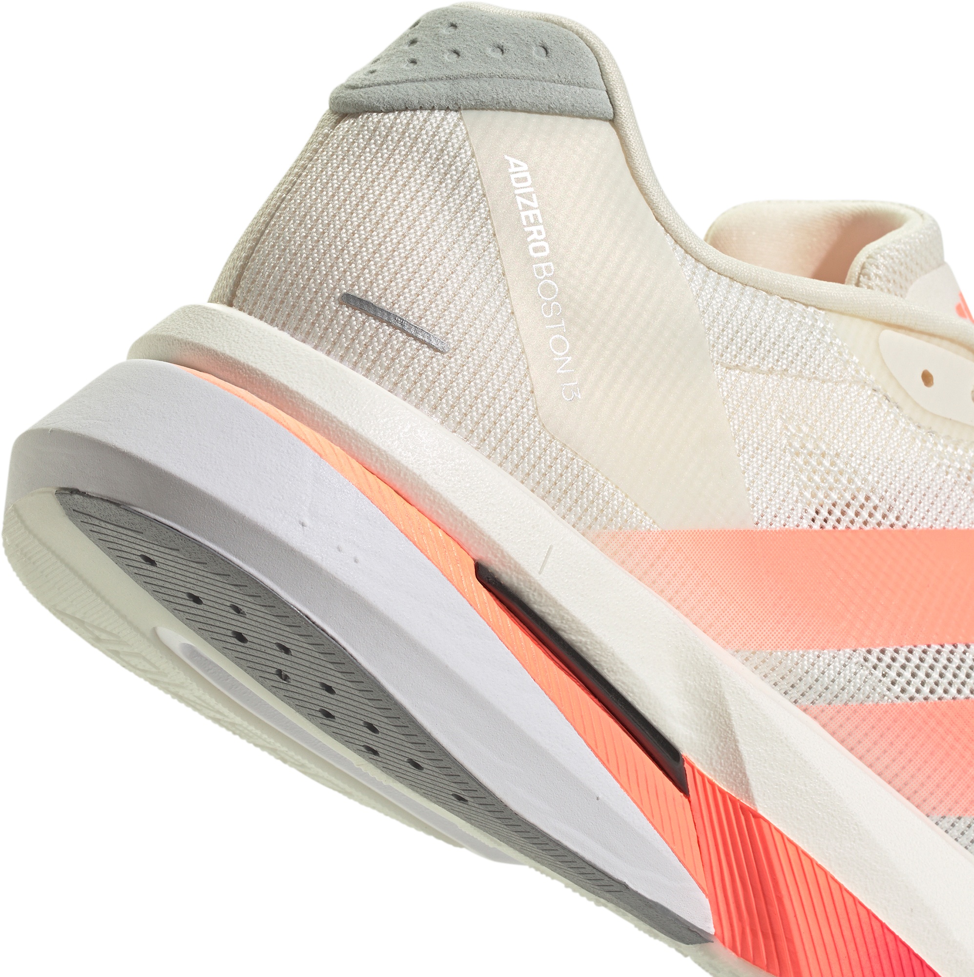 adidas Men's Adizero Boston 13 Running Shoes - Off White/Lucid Orange/Grey - View 8