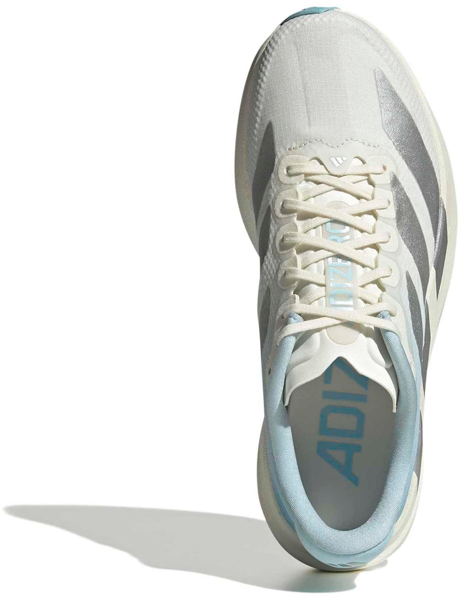 adidas Women's Adizero EVO SL Woven Running Shoes - Off White/Silver Met./Icey Blue - View 2