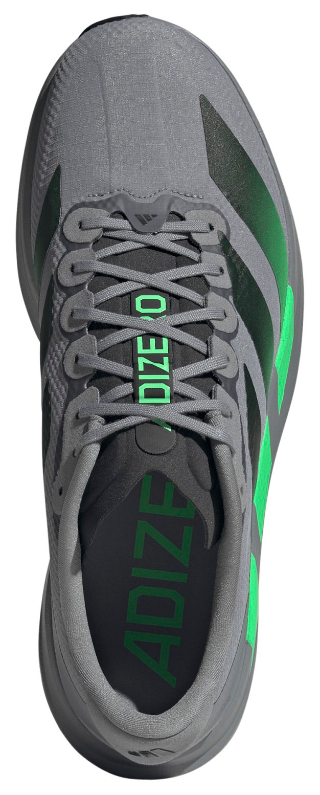 adidas Men's Adizero EVO SL Woven Running Shoes - Grey/Screaming Green/Carbon - View 2