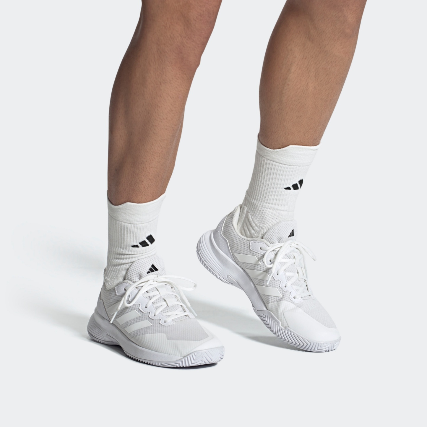 adidas Men's Gamecourt 2 Tennis Shoes - White/White/Silver - View 2