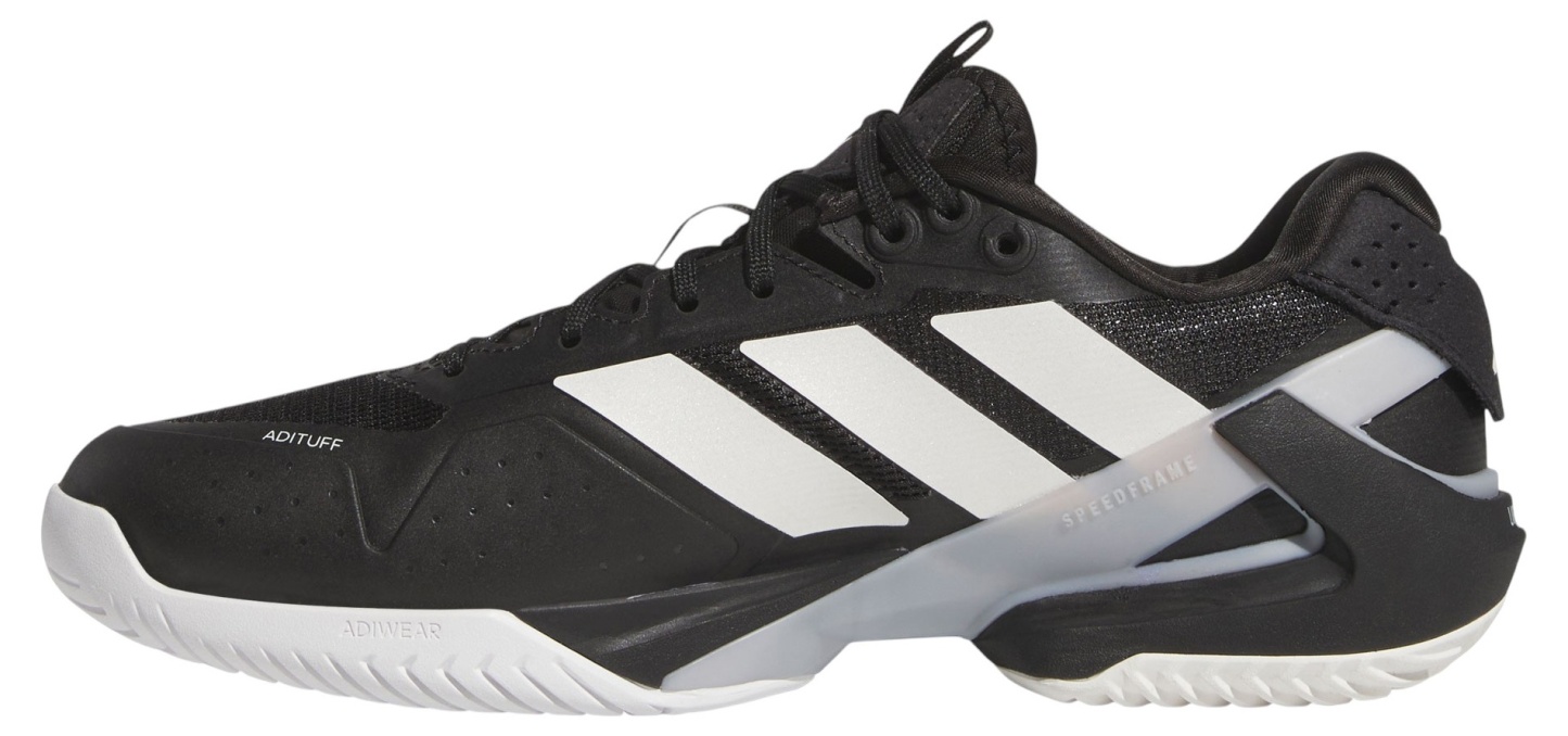 adidas Men's Adizero Ubersonic 5 Tennis Shoes - Black/Zero Metallic/Silver Metallic - View 4