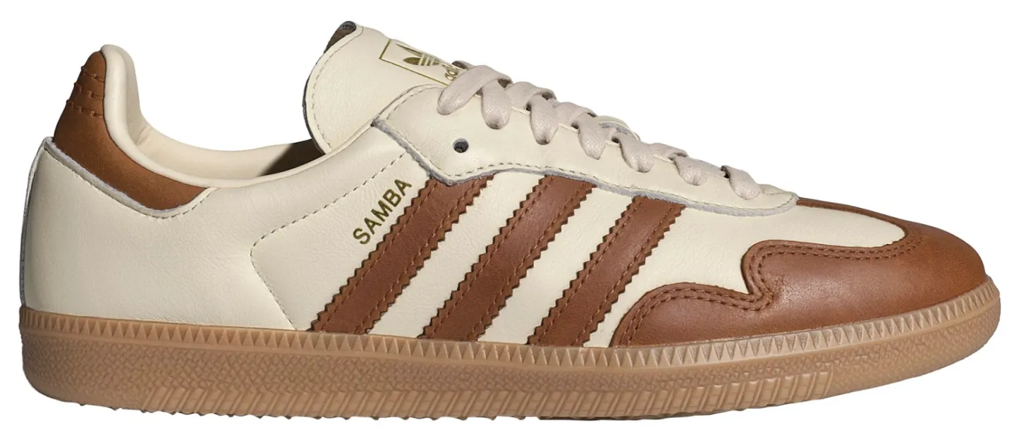 adidas Women's Samba OG Shoes - Wonder White/Dusky Bronze/Gold Met - View 1