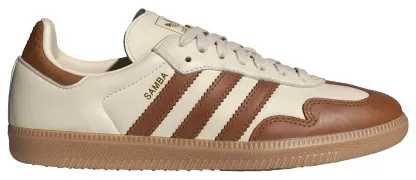 adidas Women's Samba OG Shoes - Wonder White/Dusky Bronze/Gold Met - View 1