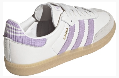 adidas Kids' Grade School Samba OG Shoes - Cloud White/Powder Plum/Gum - View 6