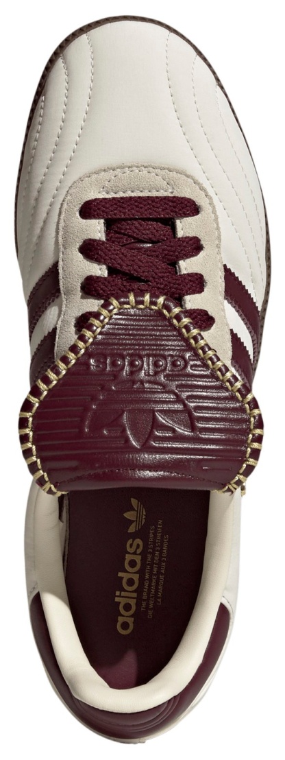 adidas Women's Long Tongue Samba Shoes - Cream White/Maroon/Gold Met - View 2