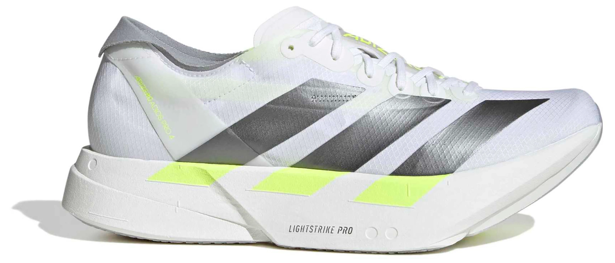 adidas Men's Adizero Adios Pro 4 Running Shoes - Ftwr White/Iron Met./Solar Yellow - View 1