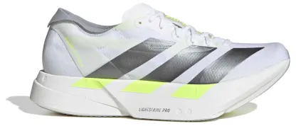 adidas Men's Adizero Adios Pro 4 Running Shoes - Ftwr White/Iron Met./Solar Yellow - View 1