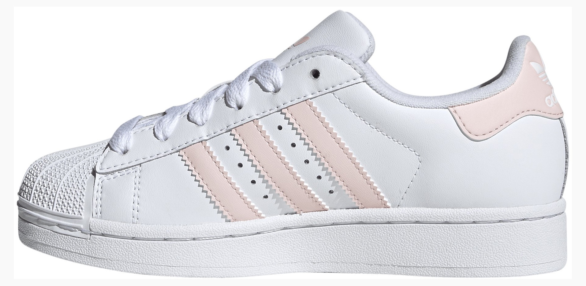 adidas Kids' Grade School Superstar II Shoes - White/Sandy Pink/White - View 4