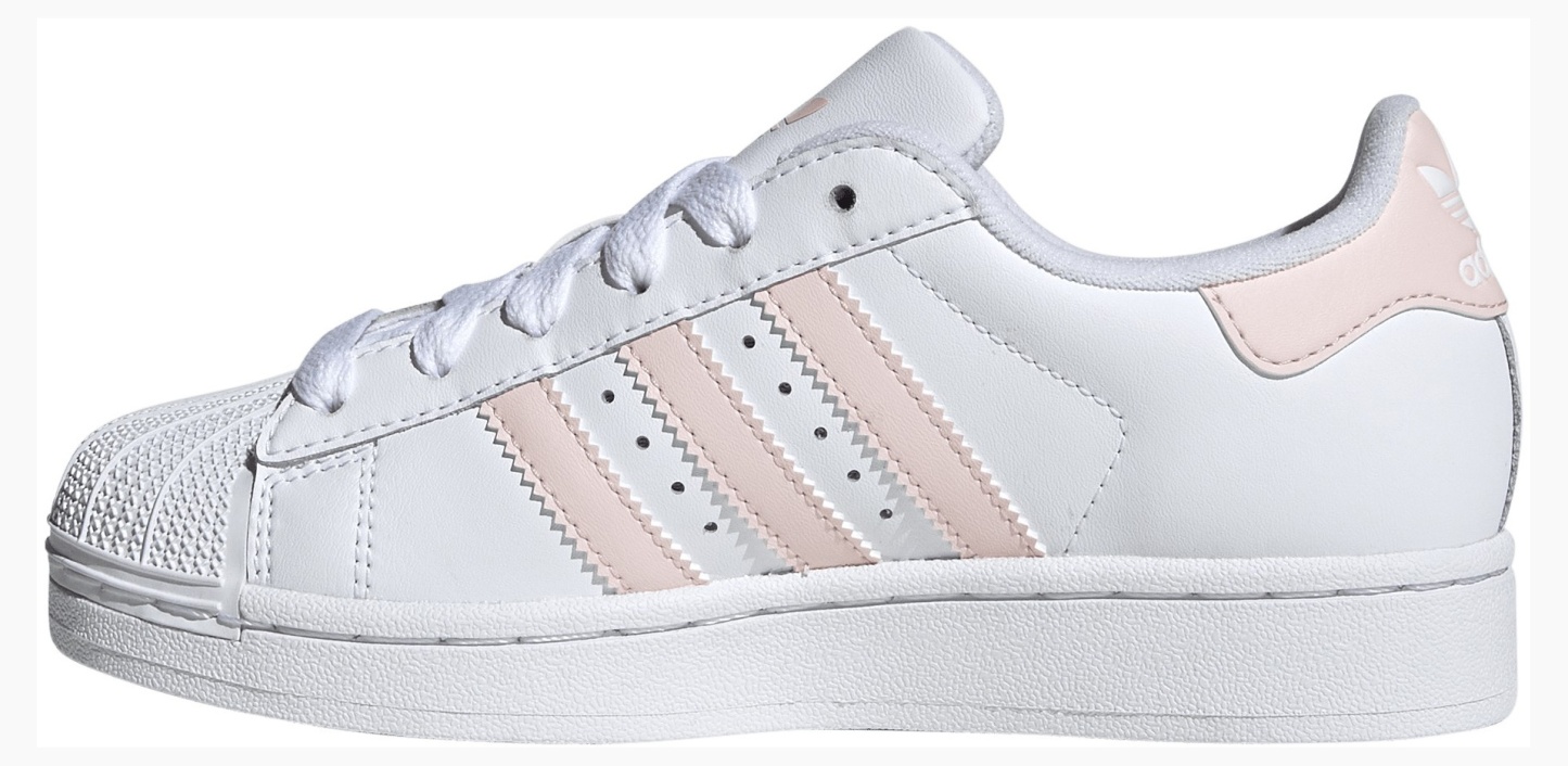 adidas Kids' Grade School Superstar II Shoes - White/Sandy Pink/White - View 4