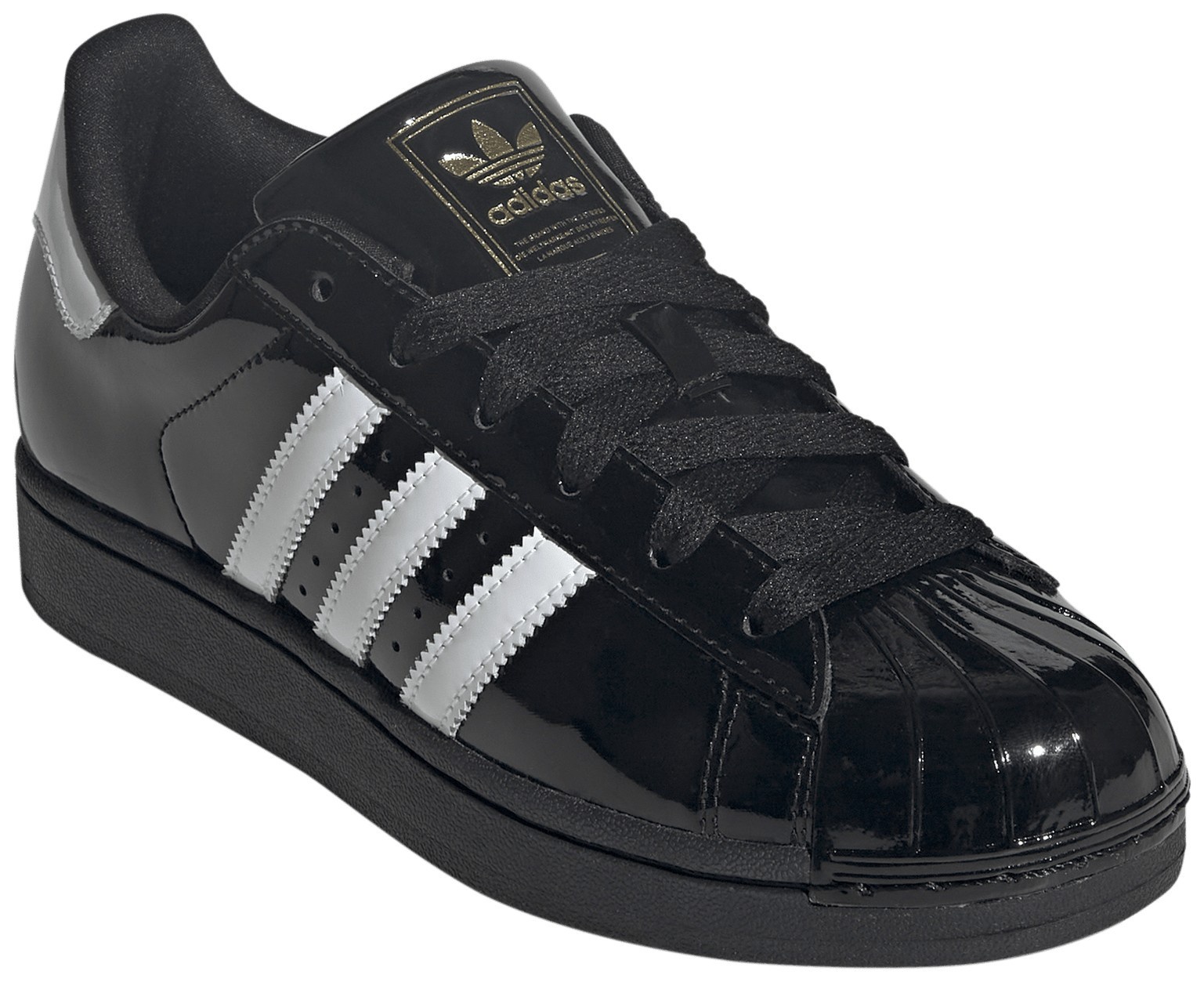 adidas Women's Superstar II Shoes - Patent Leather Black/White - View 8