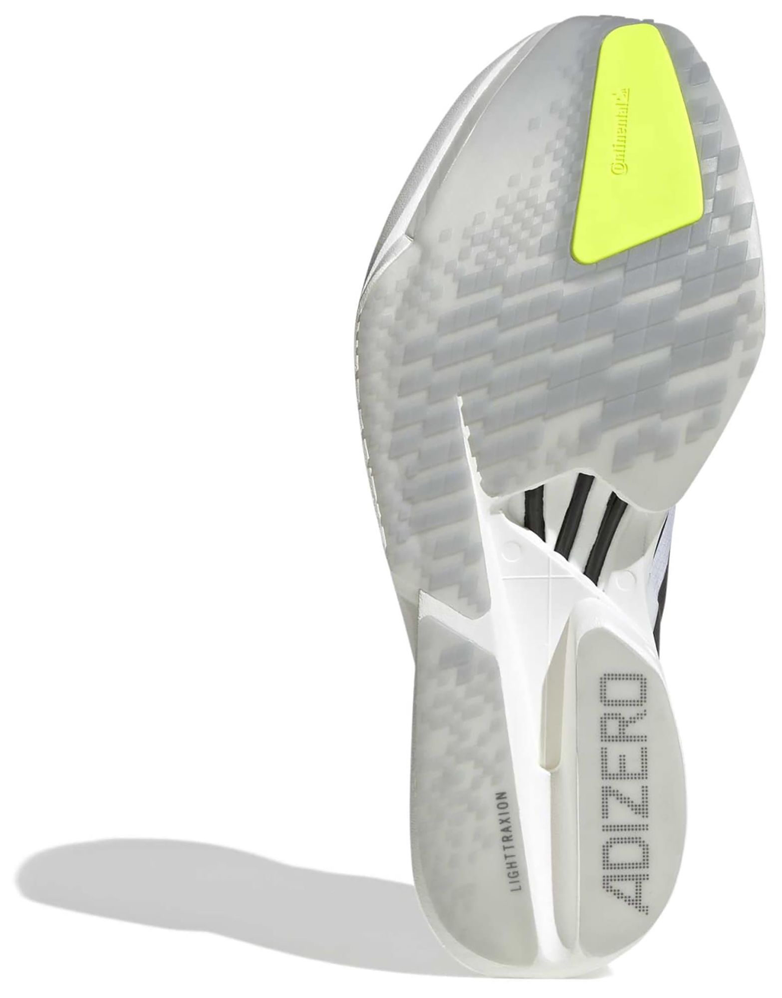adidas Men's Adizero Adios Pro 4 Running Shoes - Ftwr White/Iron Met./Solar Yellow - View 3