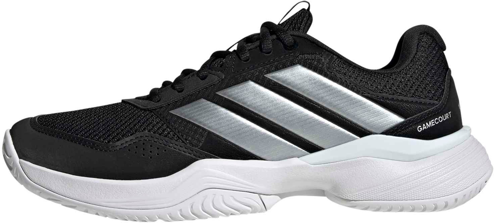 adidas Women's GameCourt 3 All Court Tennis Shoes - Core Black/Silver Met./Ftwr White - View 4