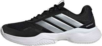 adidas Women's GameCourt 3 All Court Tennis Shoes - Core Black/Silver Met./Ftwr White - View 4