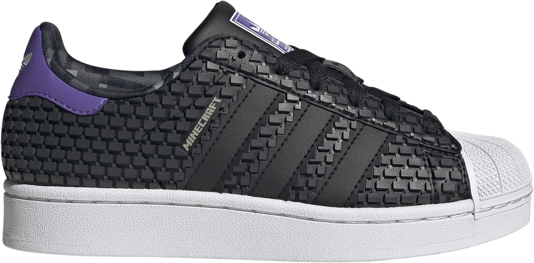 adidas Kids' Grade School Minecraft Superstar II Shoes - Black/Black/White - View 1
