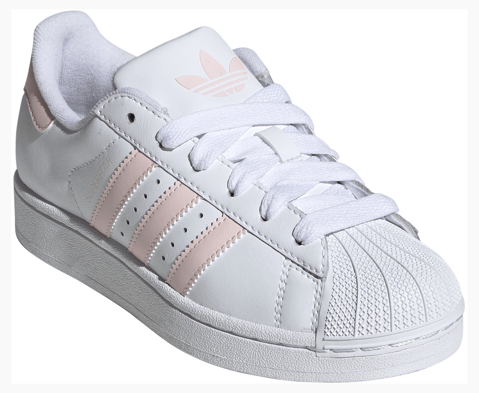 adidas Kids' Grade School Superstar II Shoes - White/Sandy Pink/White - View 6