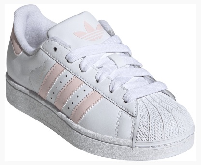 adidas Kids' Grade School Superstar II Shoes - White/Sandy Pink/White - View 6