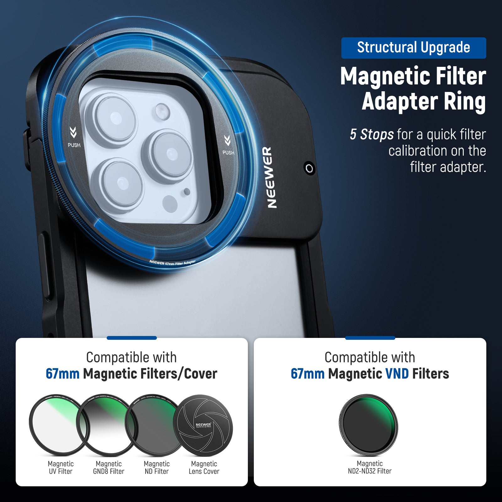 NEEWER NW SERIES S 67mm Magnetic Lens Filter Kit For PA023/PA024 Phone Cage