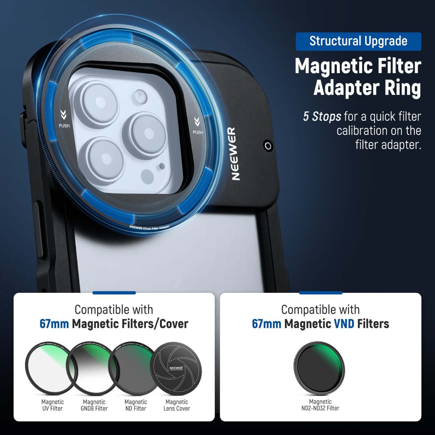 NEEWER NW SERIES S 67mm Magnetic Lens Filter Kit For PA023/PA024 Phone Cage