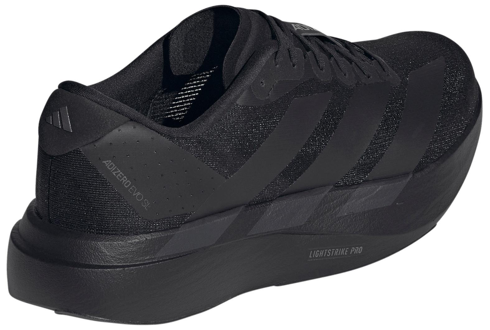 adidas Men's Adizero EVO SL Running Shoes - Black/Black - View 6