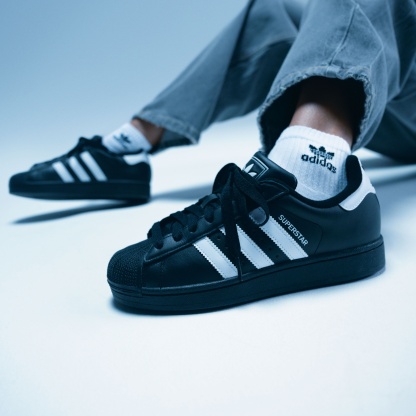 adidas Women's Superstar II Shoes - Black/Black/White - View 2