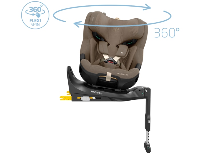 8621251110_2024_maxicosi_carseat_babytoddlerchildcarseat_emerald360pro_brown_authentictruffle_flexispinrotation_side
