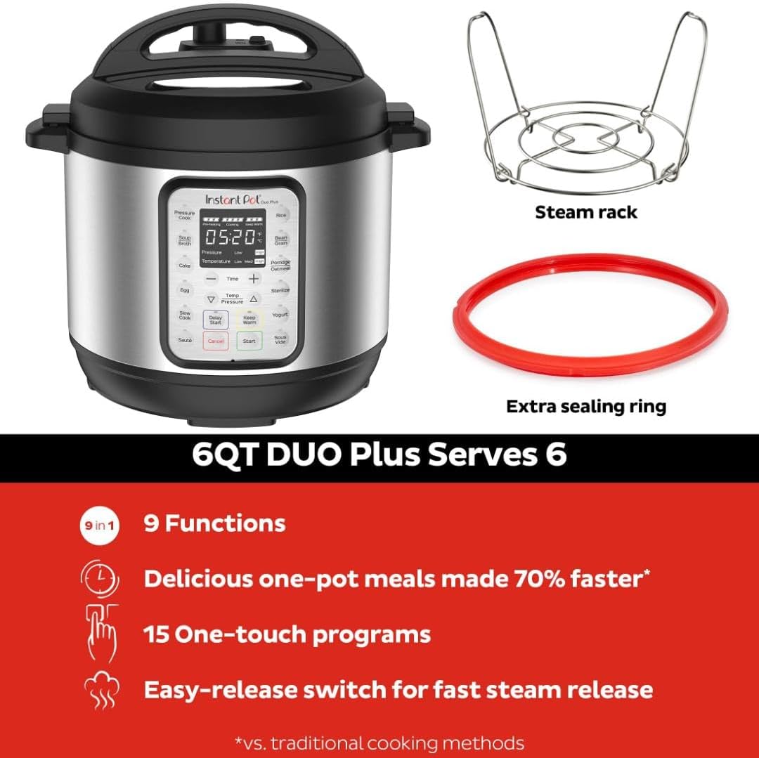 【Hurry, Limited Stock】Instathtnt Pot 6qt Dthtuo Plus 9-in-1 Electric Pressure Cooker Pressure Cooker