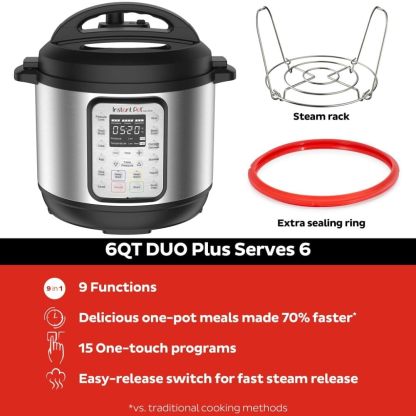 【Hurry, Limited Stock】Instathtnt Pot 6qt Dthtuo Plus 9-in-1 Electric Pressure Cooker Pressure Cooker